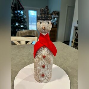 Creative CoOp Mango Wood Snowman Brutalist Folk Art 10.5” Tall Quaint